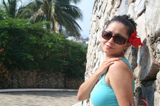 Young latin woman tropical portrait