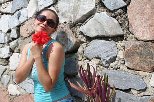 Young latin woman tropical portrait