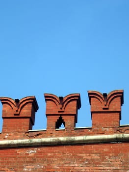 On the photo represented three merlons of Kremlin's wall in Moscow