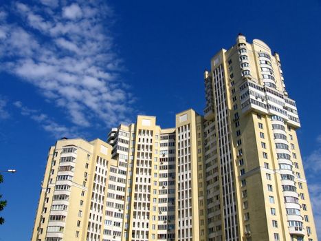 Very beautiful inhabited tower on a background of blue sky