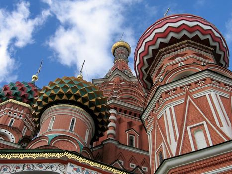 Very beautiful temple in capital of Russia on a background of blue sky