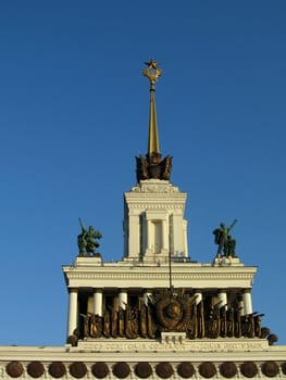The top of the soviet house at VDNH in Moscow