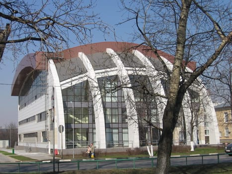 Very beautiful white round sport palace in Moscow