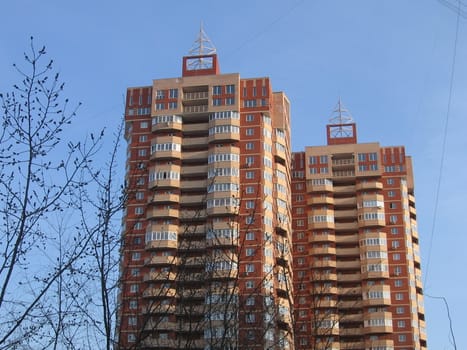 The two new apartment houses-twins at Moscow