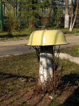 Cute unusual mushroom near the kinder-garden in Moscow