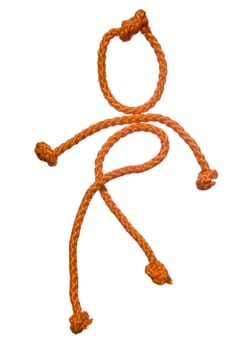 Miscellaneouses of the figure of the people from rope on white background