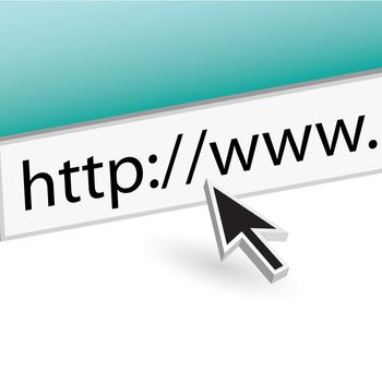 A mouse arrow pointing the the URL in the web browser address bar.
