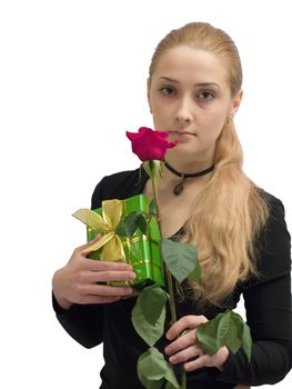 beauty Girl with red rose