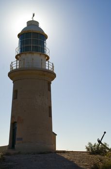 The Vlaming light house in North West Australia near Exmouth, shot made against the sun.