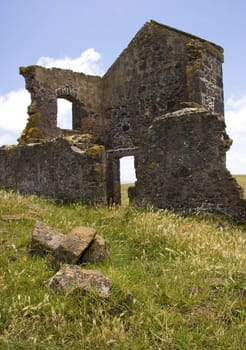 The ruins of a prison on the hills above Stanley in Tasmania. 