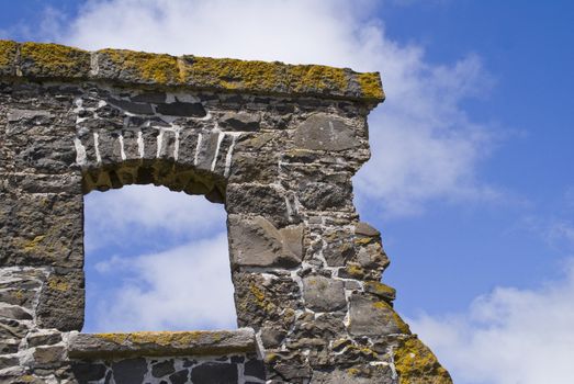 Detail of the ruins of the old prison in the hills above Stanley in Tasmania.