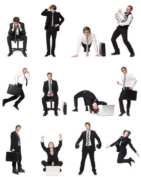 Collage of businessmen isolated on white background