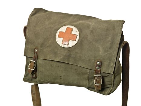 Retro First Aid Bag isolated on white background