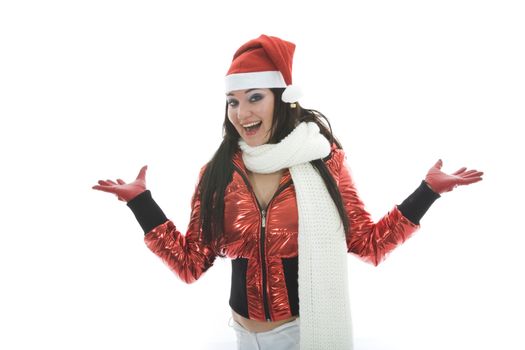 Beautiful woman with christmas decoration on isolated background