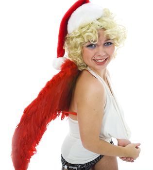 Beautiful woman with wings on isolated background