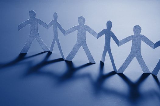 paper people doing teamwork in their business