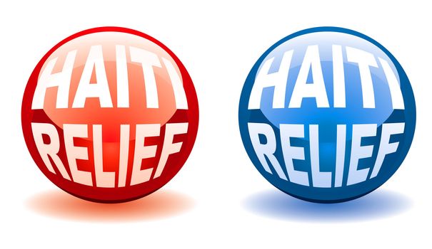 Red and blue marble icons for the haiti relief effort