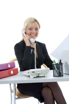 bussines woman  working on isolated background