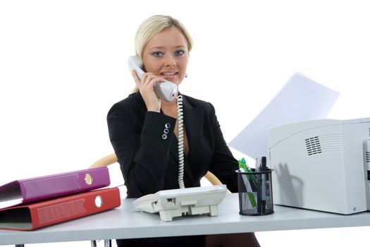 bussines woman  working on isolated background