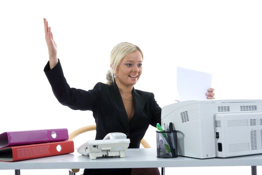 bussines woman  working on isolated background
