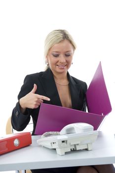 bussines woman  working on isolated background