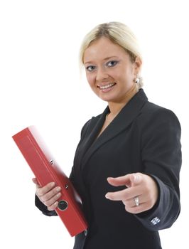 bussines woman  working on isolated background