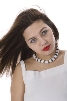 Portrait of the young beautiful girl on insulated background
