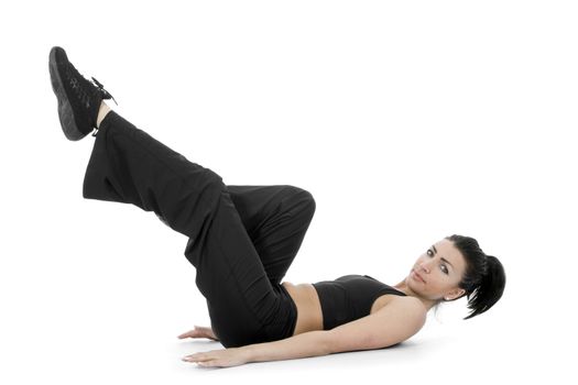 woman practicing fitness  on  isolated background