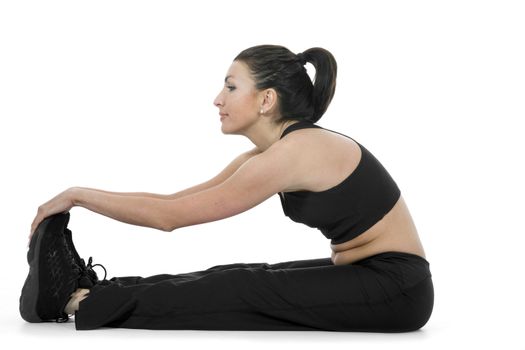 woman practicing fitness  on  isolated background