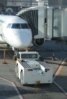 Airplane parked at gate