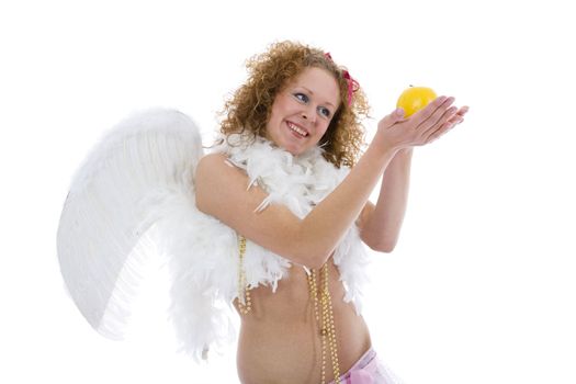 sexual angel on isolated background