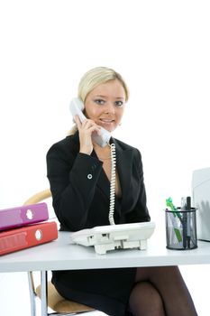 bussines woman  working on isolated background
