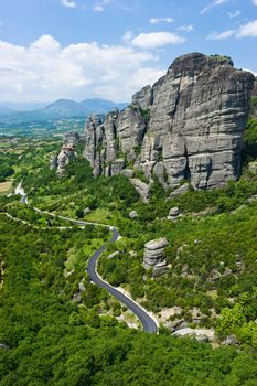 View at Meteora Rocks with The Holy Monastery of St. Nicholas Anapausas
