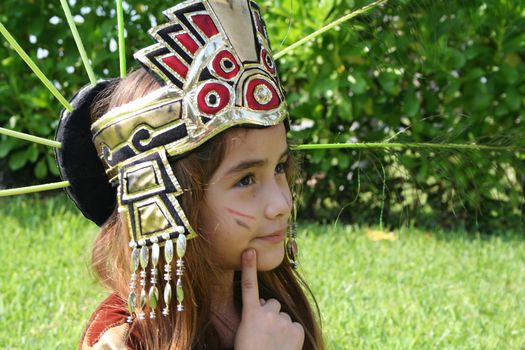 Young girl in native costume dress