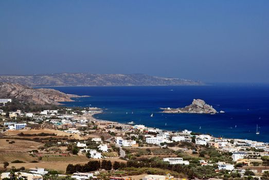 Bay of Kefalos with a Castri isle on a Greek island of Kos
