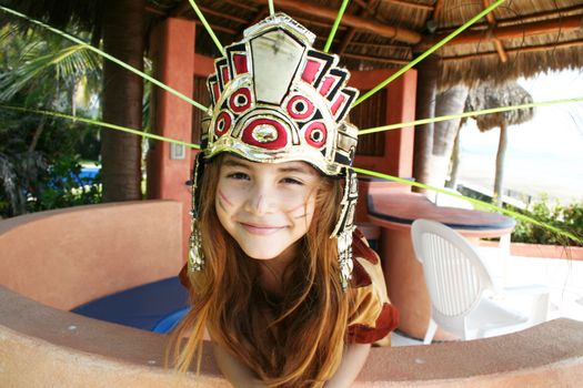 Young girl in native costume dress