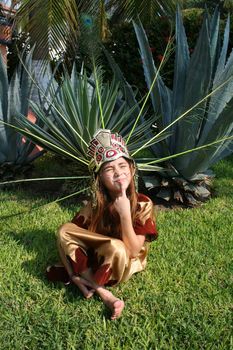 Young girl in native costume dress