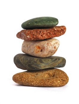 five varicoloured stones in zen balance

 isolated on white