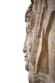 mysterious profile of ancient statue with east eyes