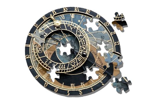 Isolated Astronomical clock in Prague. Jigsaw puzzle