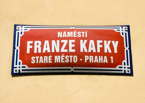 Square of Franz Kafka. Sign in Prague