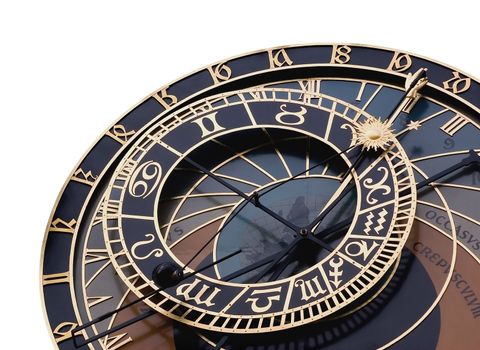 Isolated detail of astronomical clock in Prague, Czech republic