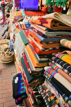 Rugs for sale at a Santa Fe street market