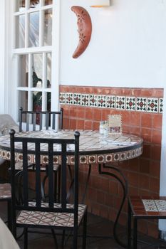 Southwest style table with artistic tiles