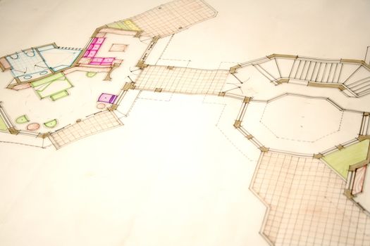 colored architectural plans for home