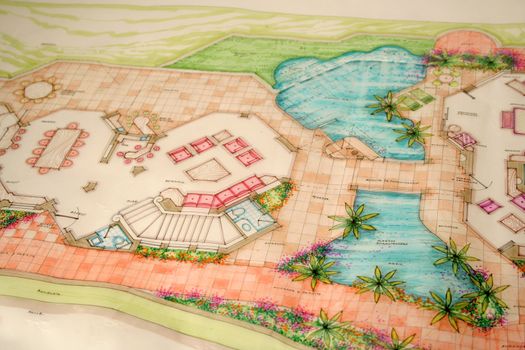 colored architectural plans for home and landscaping