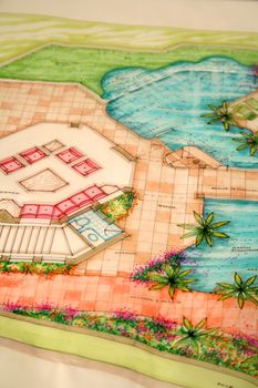 colored architectural plans for home and landscaping