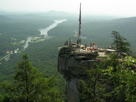 Chimney Rock Monument in the mountains of North Carolina          