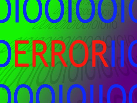 Binary digits with word error in dataflow which could represent a malfunction state or virus