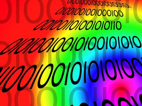 Binary ones and zeros representing data flow